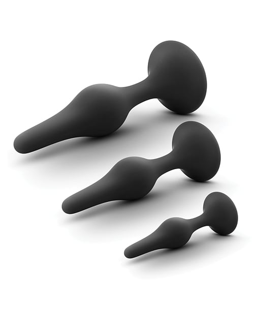 Blush Novelties - Anal Adventures Platinum Beginner Anal Plug Kit (Black) - Black