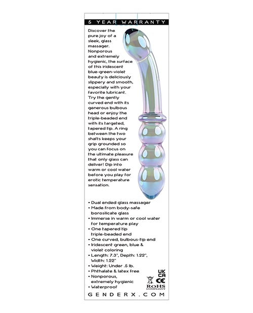 Gender X - Lustrous Galaxy Dual-Ended Glass Dildo & Wand Massager (Green) GX1010 CherryAffairs