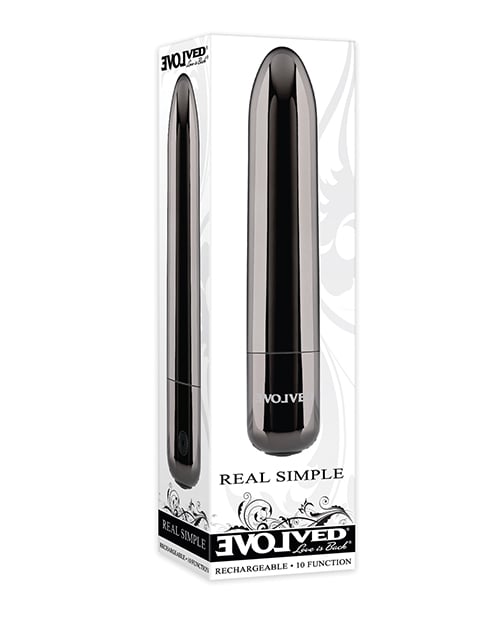 Evolved - Máy rung đạn sạc lại Real Simple (Crom đen)