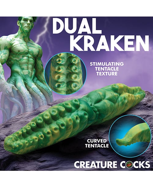 XR Brands - Creature Cocks Dual Kraken Silicone Double Dildo (Green) - Green