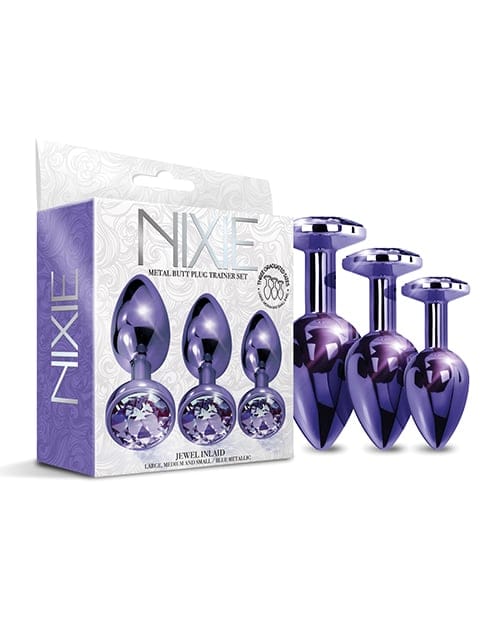 Nixie - Metal Jeweled Anal Plug Training Set (Metallic Purple) OT1317 CherryAffairs