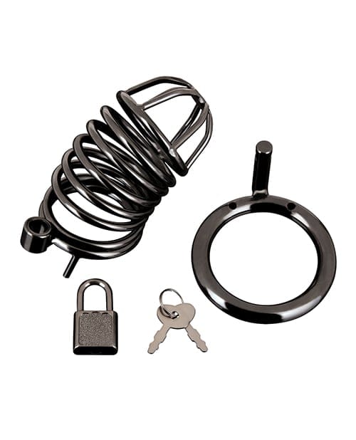 Blue Line - Deluxe Metal Chastity Cage (Black) BL1015 CherryAffairs