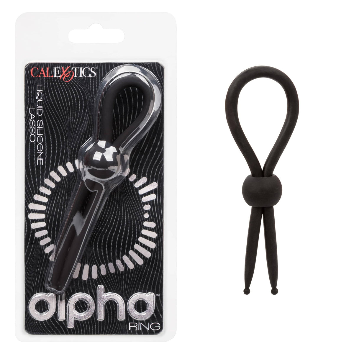 CalExotics - Alpha Liquid Silicone Adjustable Lasso Cock Ring (Black) CE2181 CherryAffairs