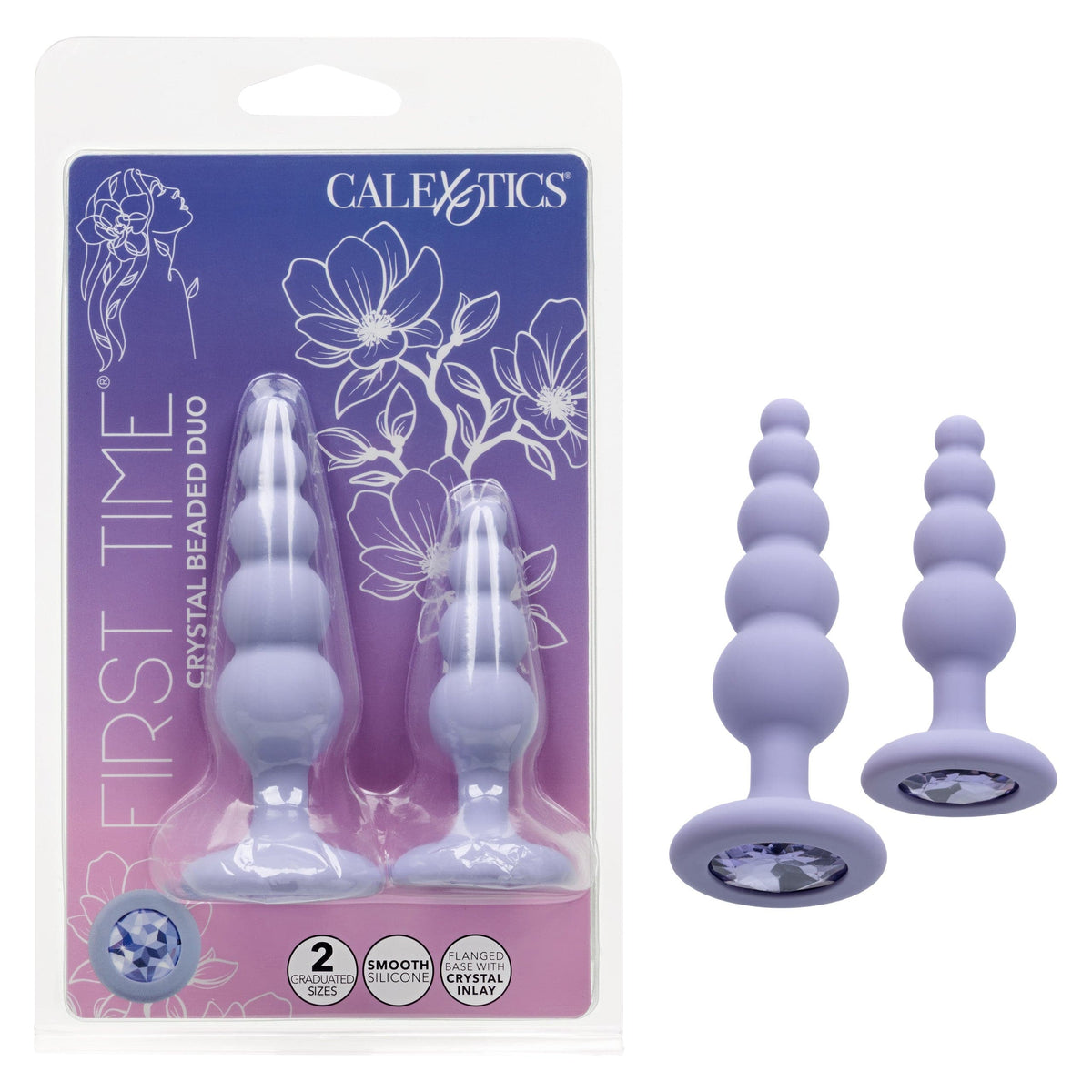 CalExotics - First Time Crystal Beaded Anal Probe Duo (Purple) CE2189 CherryAffairs