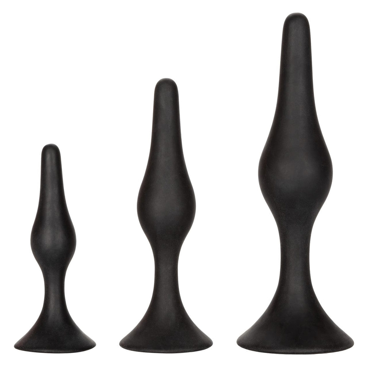 CalExotics - Silicone Graduated Anal Starter Kit with Suction Bases (Black) CE2197 CherryAffairs