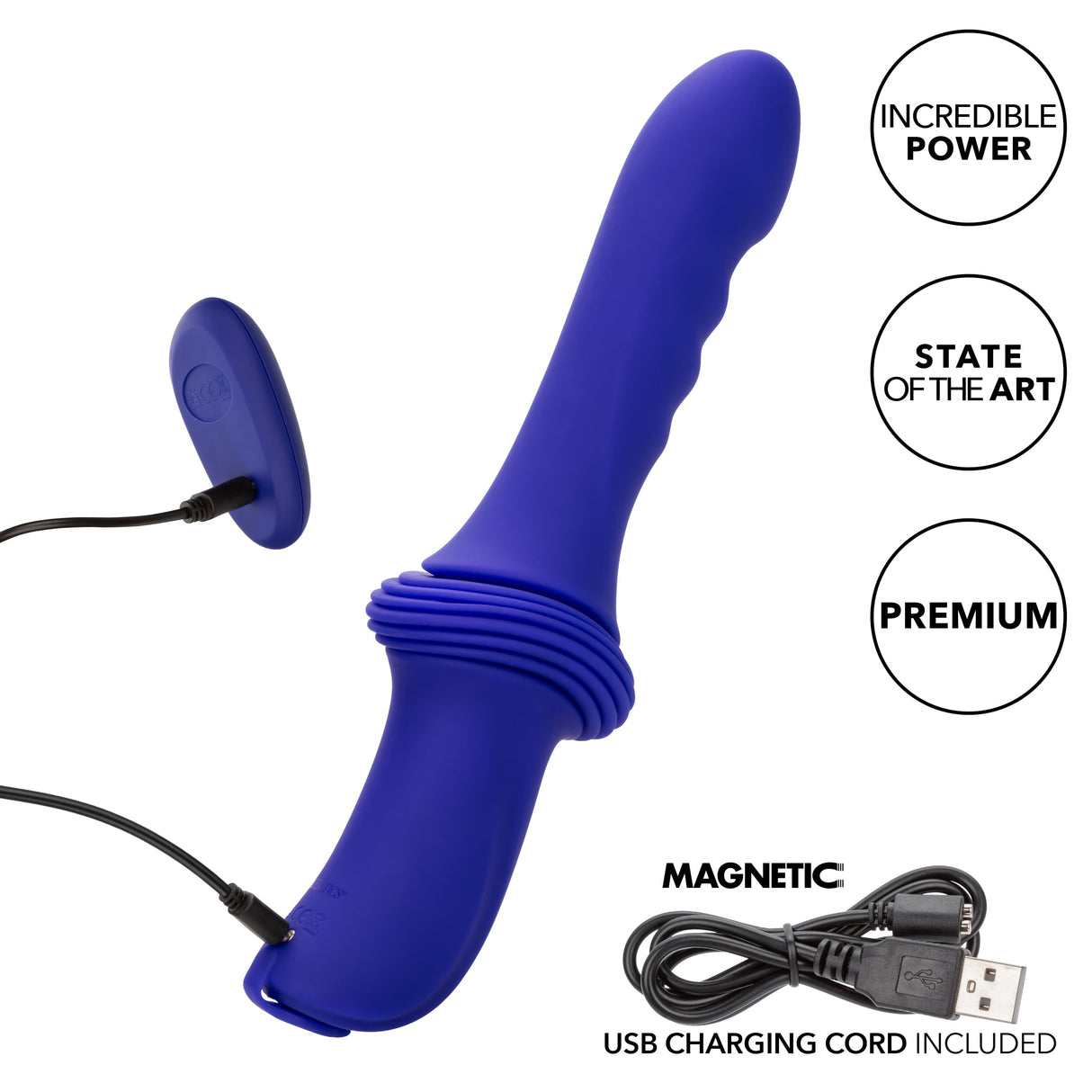 California Exotics - Overdrive Remote Control Sex Machine Ridged Thruster (Blue) CE2117 CherryAffairs