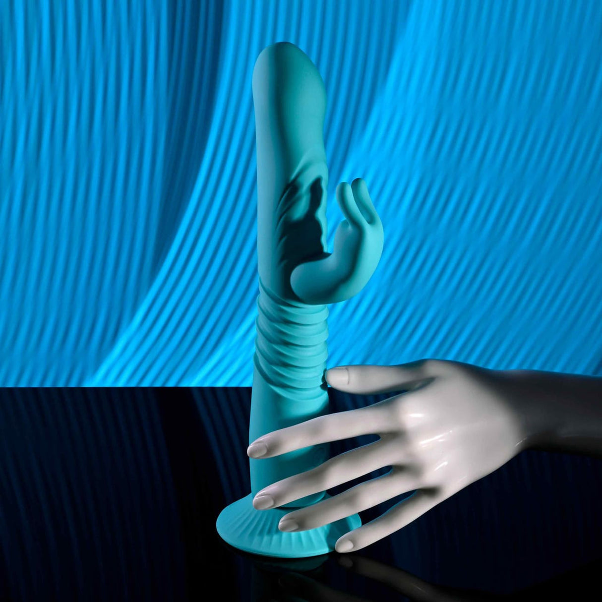 Evolved - Bunny Hop Suction-Base Thrusting Rabbit Vibrator (Blue) EV1215 CherryAffairs