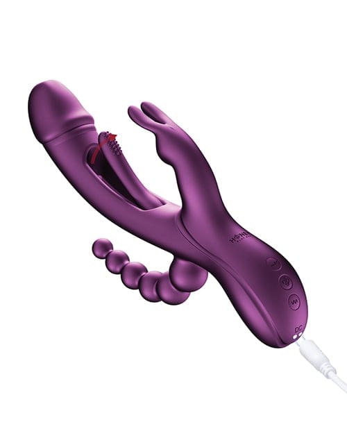 Honey Play Box - Trilux 4-in-1 Rabbit Vibrator with Anal Beads (Purple) OT1323 CherryAffairs