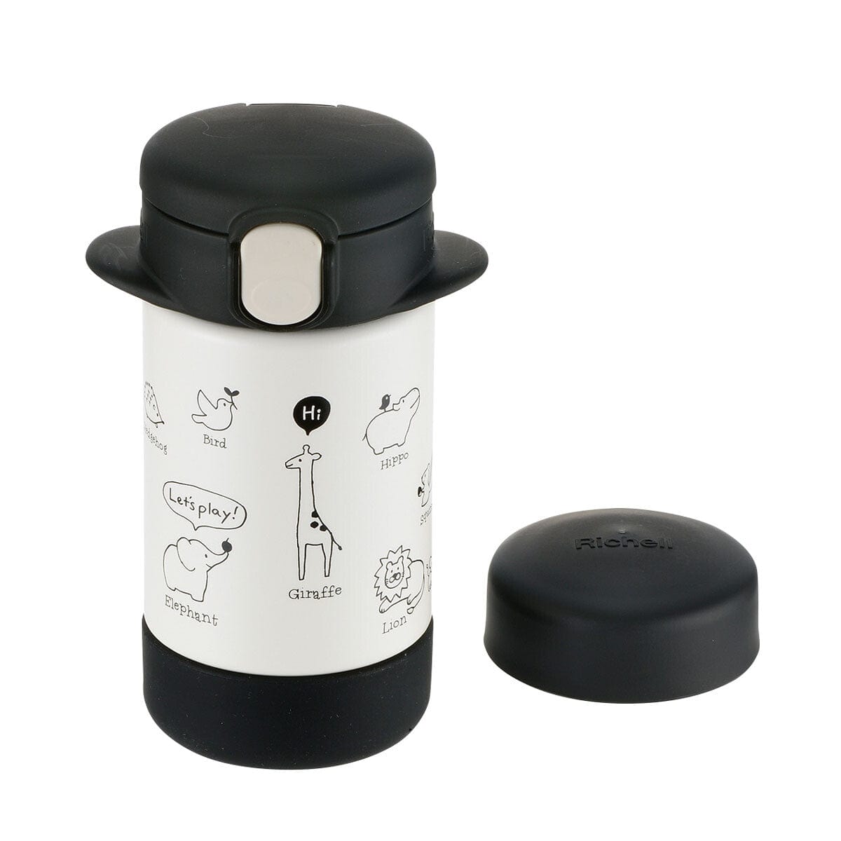 Richell - 2 Way Stainless Steel Slim Water Bottle Mug Tumblr Black 4945680200158 Baby Water Bottle