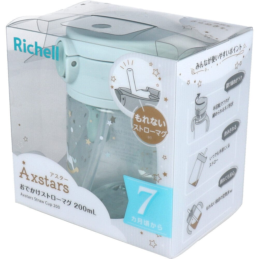 Richell - Axstars Baby Straw Cup Clear Tritan Training Water Bottle Mug Baby Water Bottle