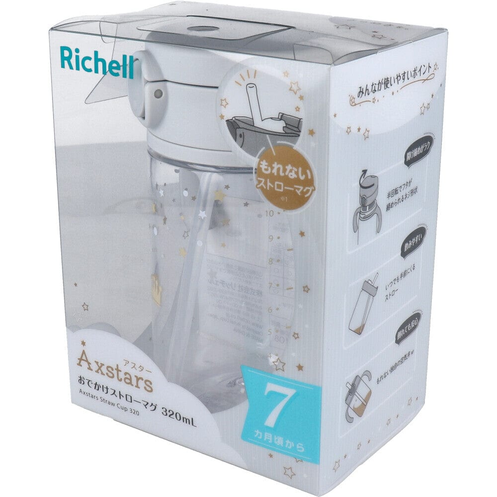 Richell - Axstars Baby Straw Cup Clear Tritan Training Water Bottle Mug Baby Water Bottle