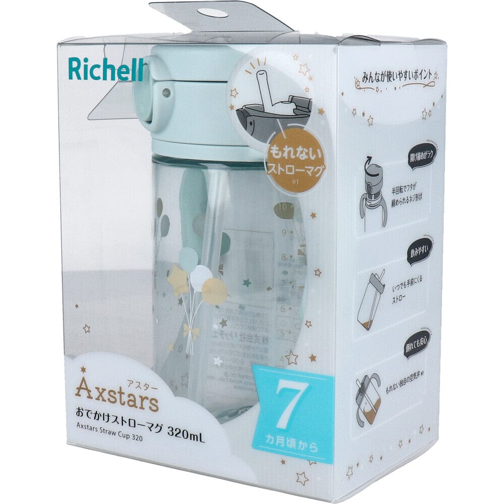 Richell - Axstars Baby Straw Cup Clear Tritan Training Water Bottle Mug Baby Water Bottle