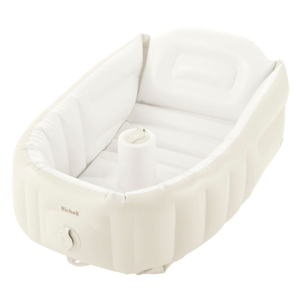 Richell - Inflatable Foldable Soft Baby Bath Tub Beige 4945680203920 Baby Bath Tub