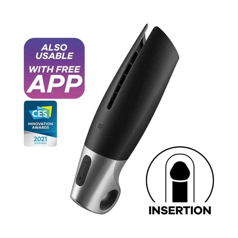 Satisfyer - Men Power Masturbator App-Controlled Stroker Vibrator (Black) Masturbator Soft Stroker (Vibration) Rechargeable