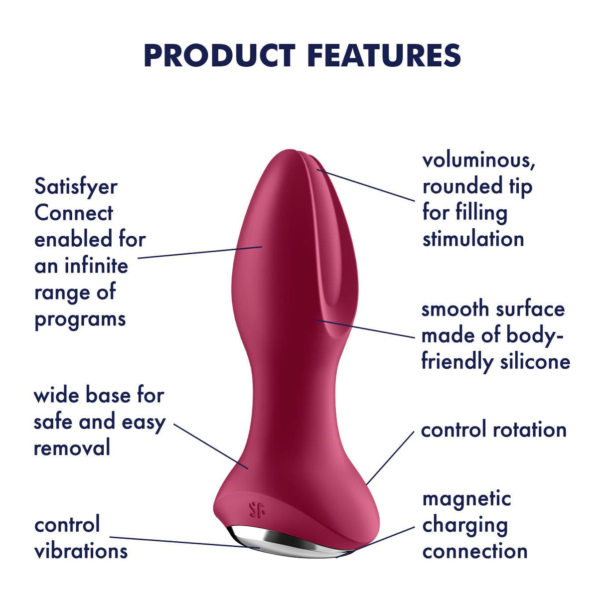 Satisfyer - Rotator Plug 2+ App-Controlled Anal Plug Vibrator (Red) Prostate Massager (Vibration) Rechargeable