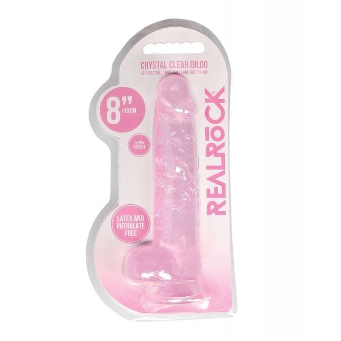 Shots - RealRock Crystal Clear Realistic Suction Dildo with Balls CherryAffairs