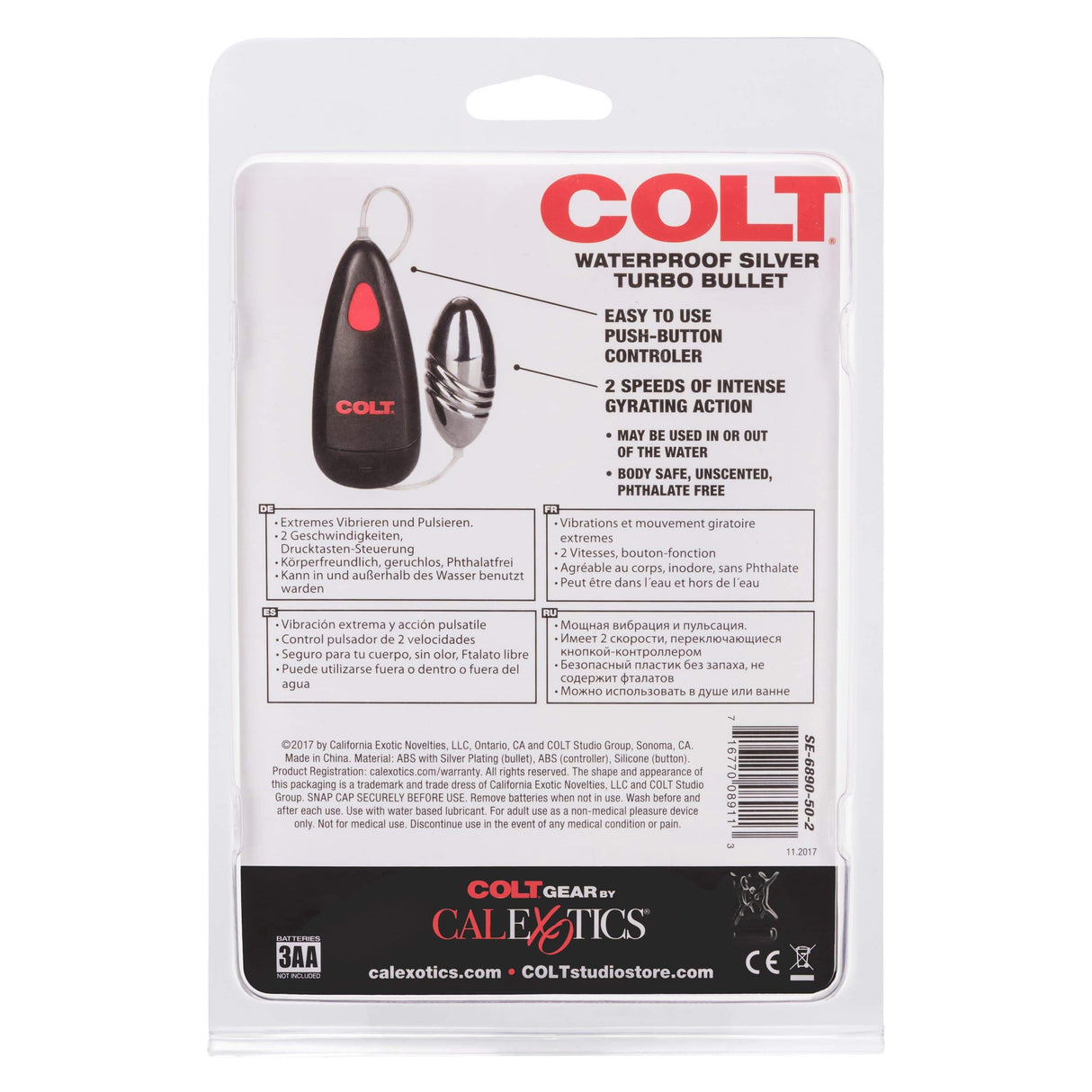 California Exotics - COLT Waterproof Silver Turbo Bullet Vibrator with Remote (Silver) Wired Remote Control Egg (Vibration) Non Rechargeable