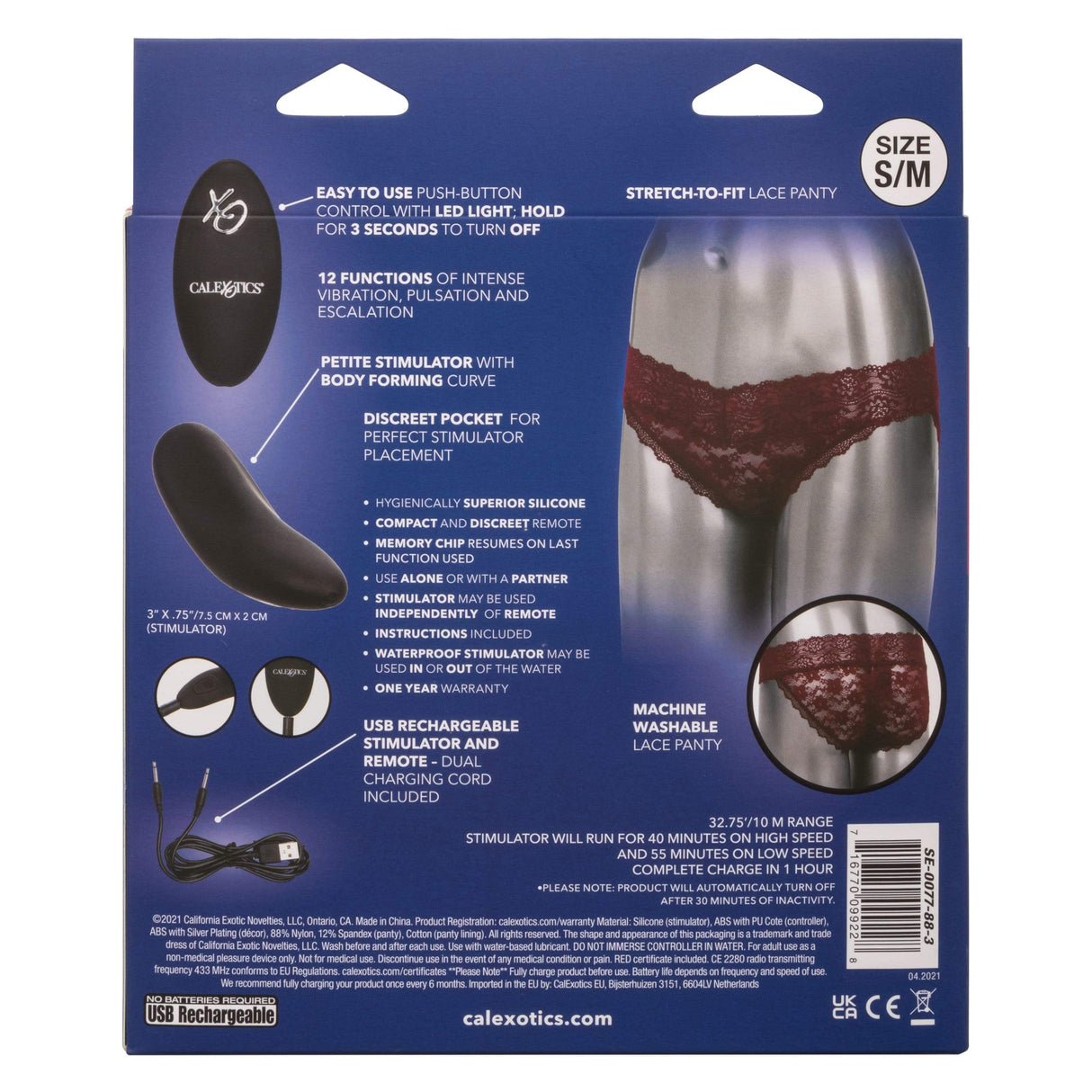 California Exotics - Remote Control Vibrating Lace Panty Set Panties Massager Remote Control (Vibration) Rechargeable