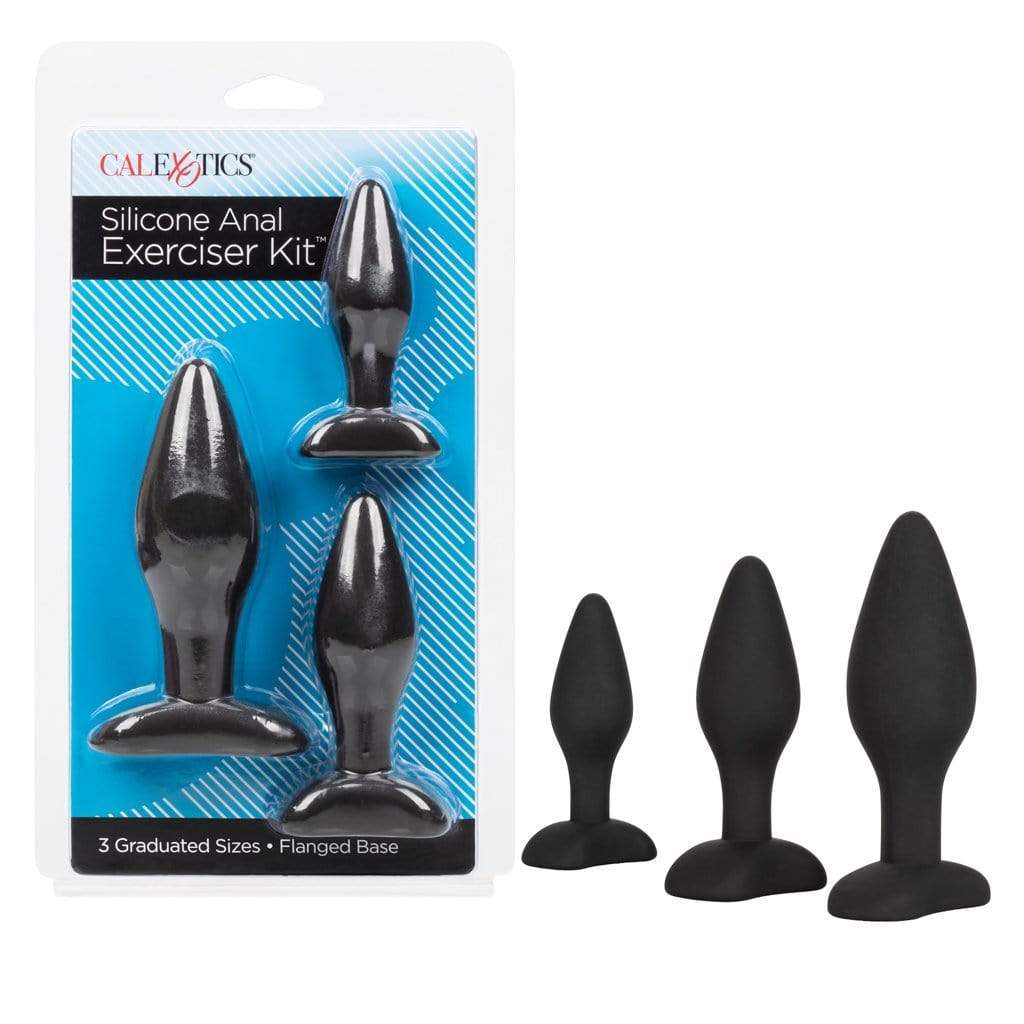 California Exotics - Silicone Flanged Based Anal Exerciser Kit (Black) Anal Kit (Non Vibration)