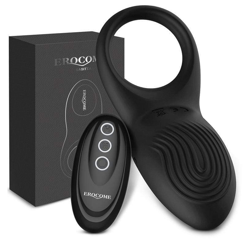 Erocome - Sagitta Remote Control Rechargeable Silicone Cock Ring (Black) Remote Control Cock Ring (Vibration) Rechargeable