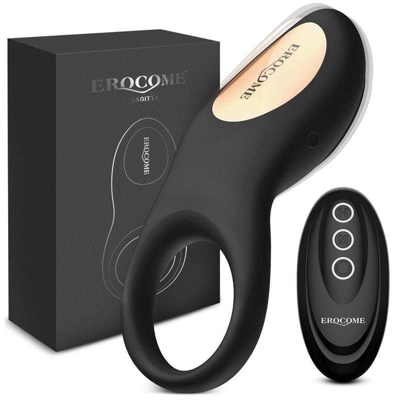 Erocome - Sagitta Remote Control Rechargeable Silicone Cock Ring (Black) Remote Control Cock Ring (Vibration) Rechargeable