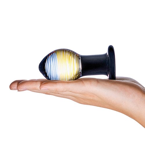 Glas - Galileo Hand Blown Glass Butt Plug 3.5" (Black/Clear) Glass Anal Plug (Non Vibration)