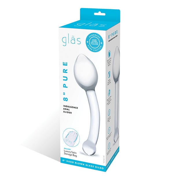 Glas - Pure Indulgence Anal Slider Hand Blown Glass Dildo 8" (Clear) Glass Anal Plug (Non Vibration)