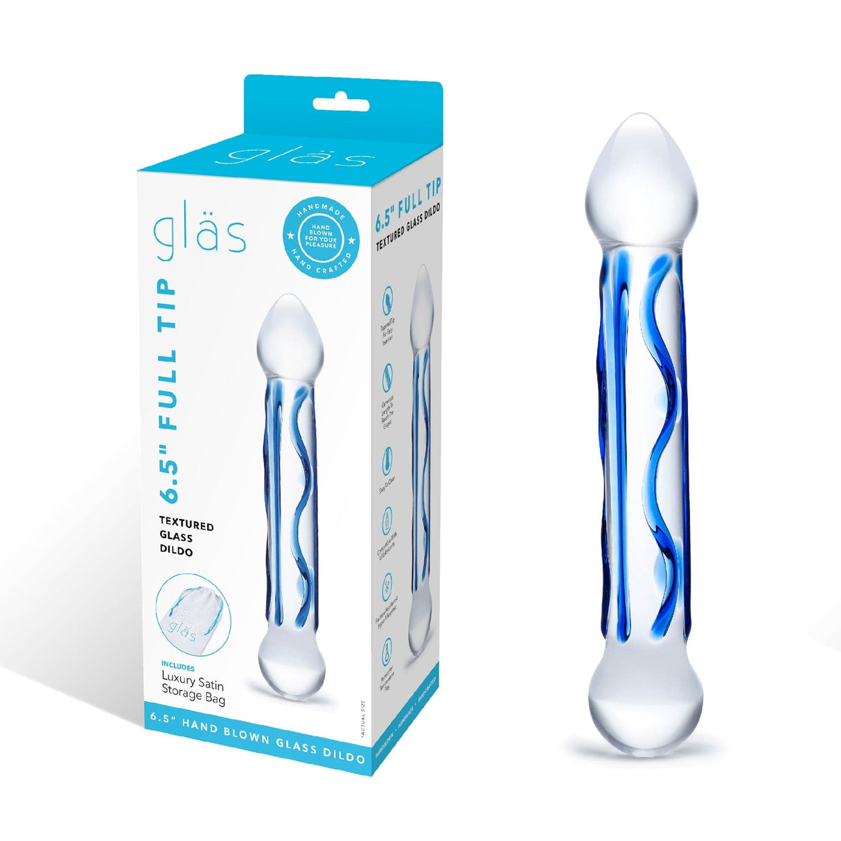 Glas - Tip Textured Glass Dildo 6.5" (Clear) Glass Dildo (Non Vibration)