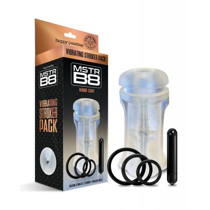 Happy Ending - MSTR B8 Hand Cuff Vibrating Stroker Masturbator Pack Kit of 5 (Clear) Masturbator Soft Stroker (Vibration) Non Rechargeable