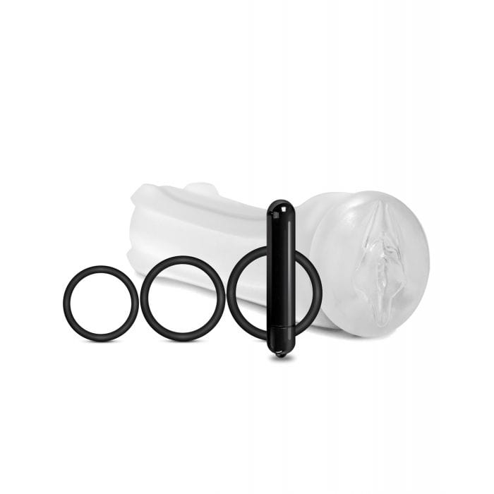 Happy Ending - MSTR B8 Squeeze Box Vibrating Pussy Masturbator Pack Kit of 5 (Clear) Masturbator Soft Stroker (Vibration) Non Rechargeable