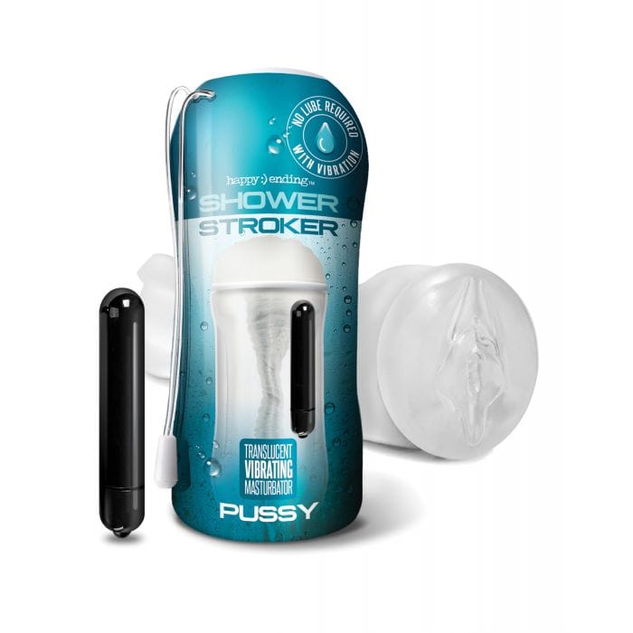 Happy Ending - Shower Stroker Vibrating Cup Masturbator Pussy (Clear) Masturbator Soft Stroker (Vibration) Non Rechargeable