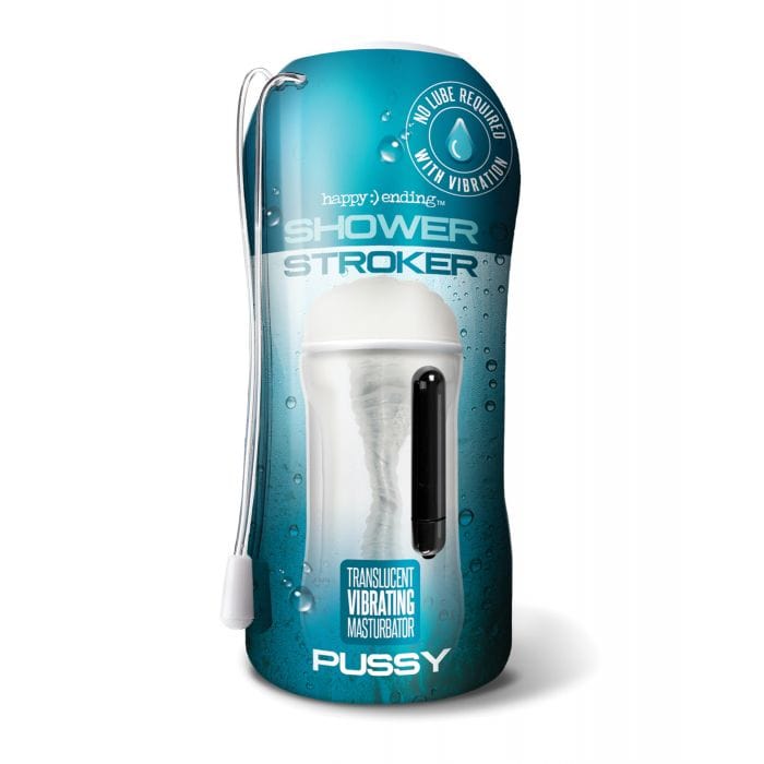 Happy Ending - Shower Stroker Vibrating Cup Masturbator Pussy (Clear) Masturbator Soft Stroker (Vibration) Non Rechargeable