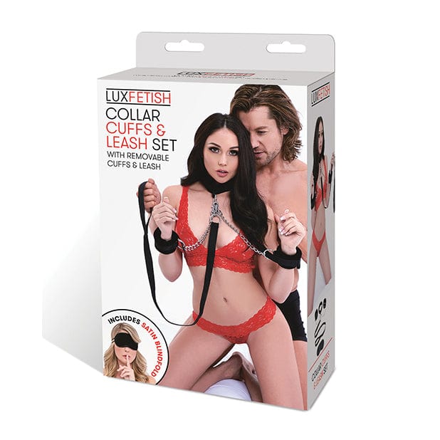 Lux Fetish - Collar Cuffs and Leash Set (Black) Leash
