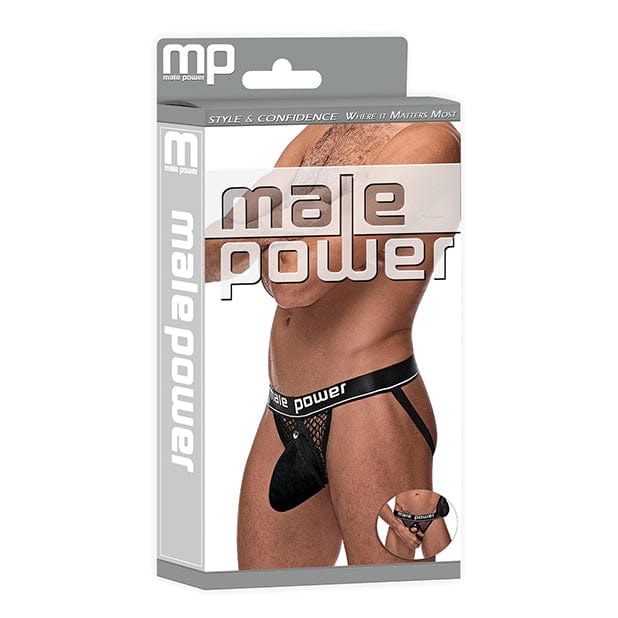 Male Power - Cock Pit Fishnet Cock Ring Jock Underwear S/M (Black) Gay Pride Underwear