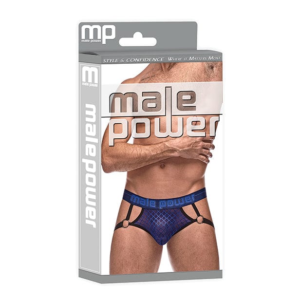 Male Power - Diamond Mesh Jock Underwear with Ring S/M (Blue) Gay Pride Underwear