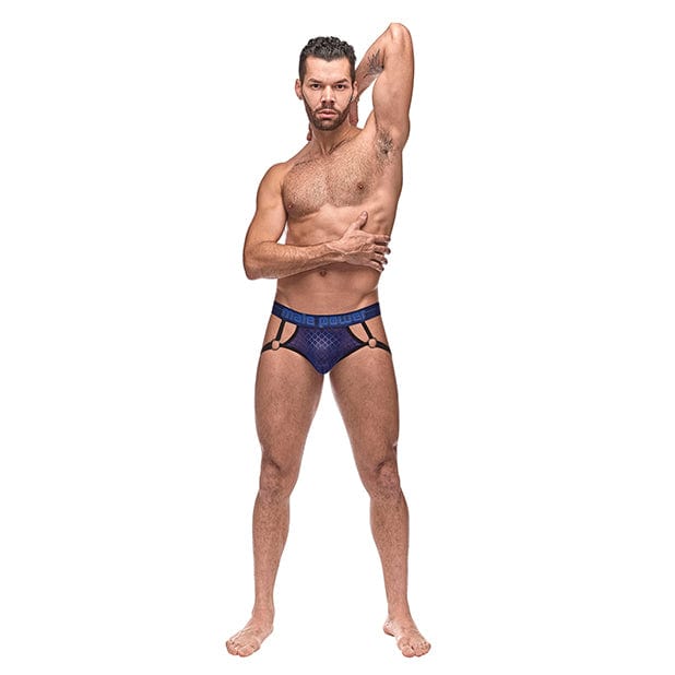 Male Power - Diamond Mesh Jock Underwear with Ring S/M (Blue) Gay Pride Underwear