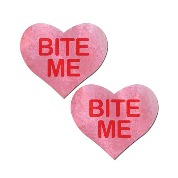 Pastease - Premium Bite Me Heart Pasties Nipple Covers O/S (Red/Pink) Nipple Covers