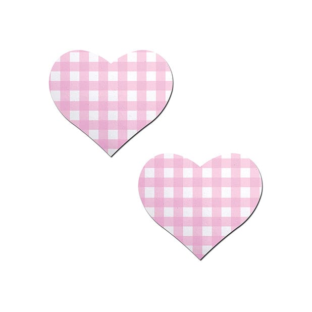 Pastease - Premium Gingham Heart Pasties Nipple Covers O/S (Pink) Nipple Covers
