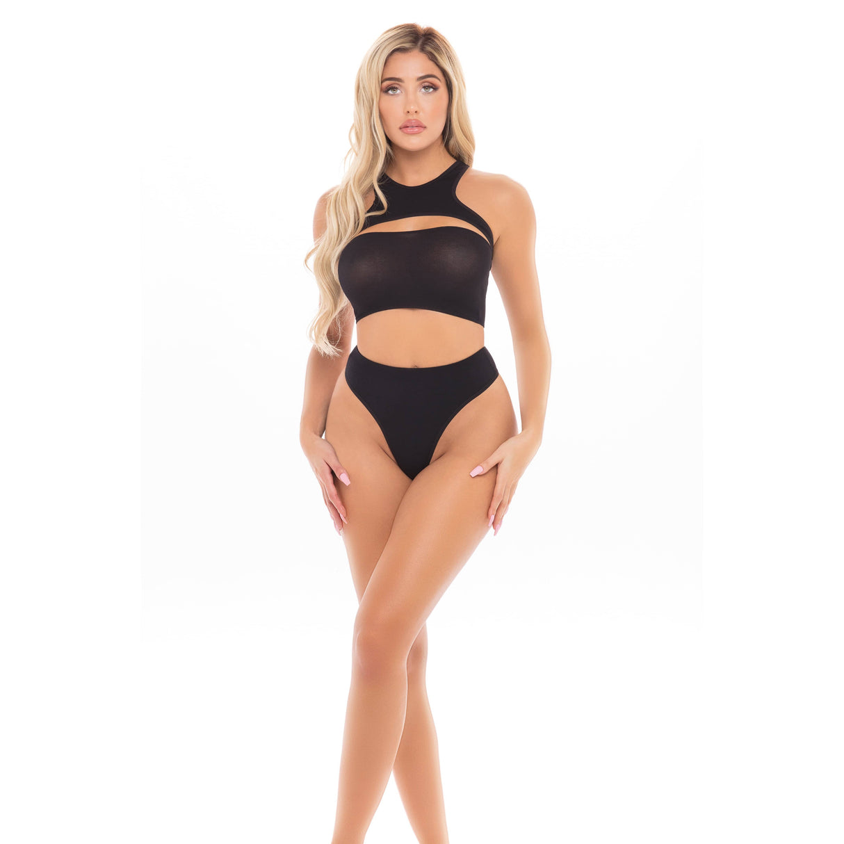 Pink Lipstick - Divine 3Pc Bandeau Lingerie Set O/S (Black) Lingerie Set