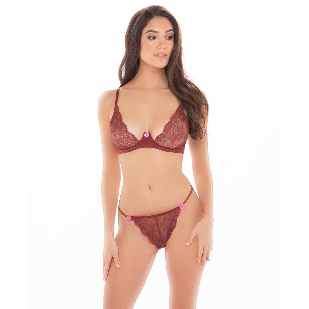 Rene Rofe - Staying In 2Pc Lingerie Set S/M (Burgundy) Lingerie Set