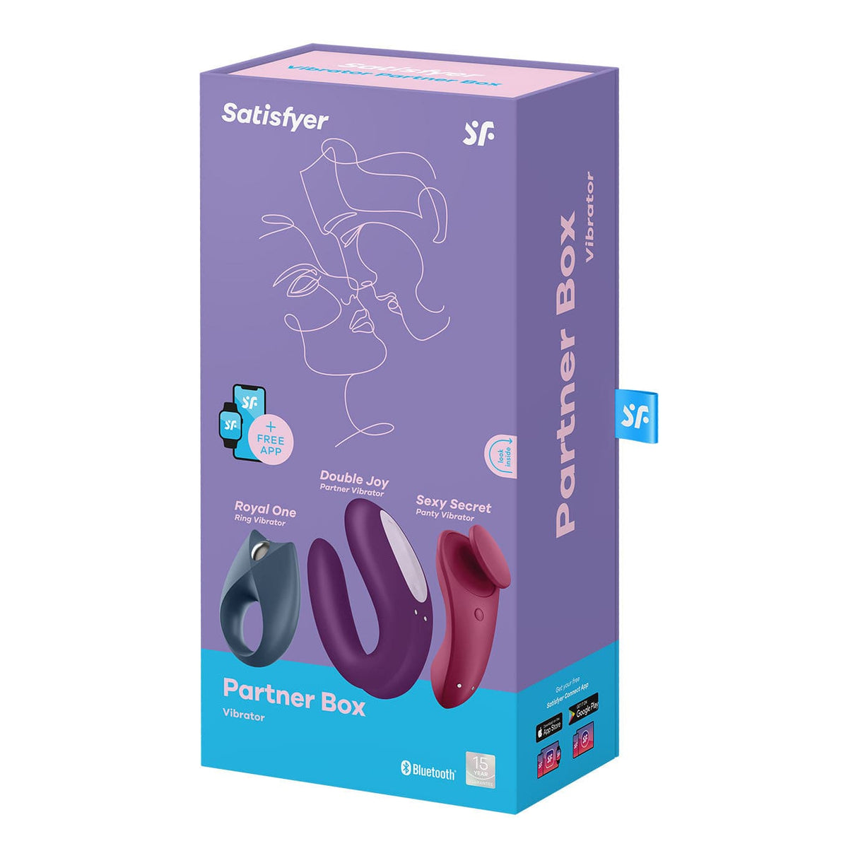 Satisfyer - Partner Box 3 App-Controlled Royal One, Sexy Secret and Double Joy Couple Set (Multi Colour) Couple's Massager (Vibration) Rechargeable