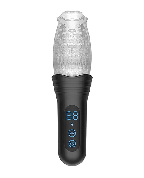 The Male Rose - Pro Thrusting, Rotating & Vibrating 3D Masturbator (Black) - Black