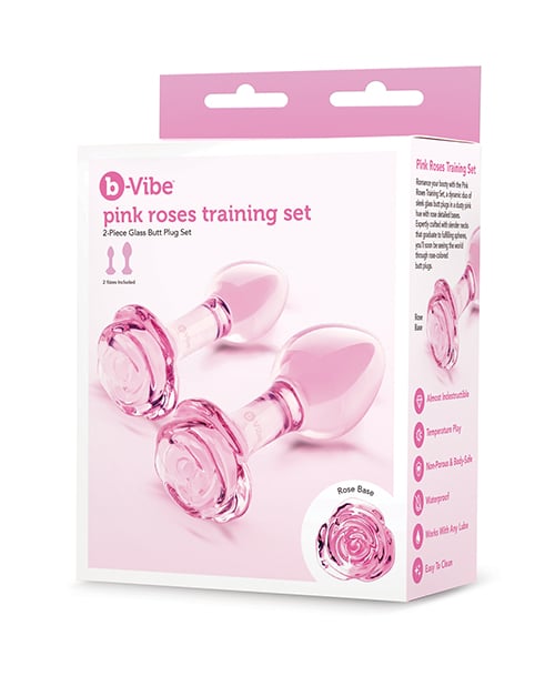 B-Vibe - Pink Roses Silicone Anal Plug Training Set (Pink) - Pink