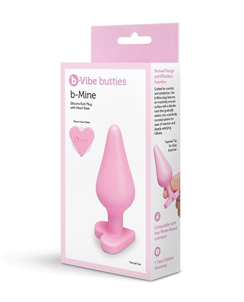 B-Vibe - B-Mine Butties Heart-Base Silicone Anal Plug (Pink) - Pink