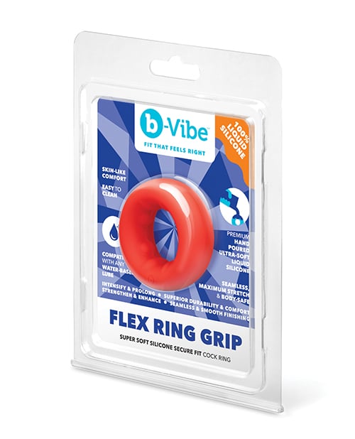 B-Vibe - Vòng đeo dương vật silicone Flex Ring Grip (Đỏ)