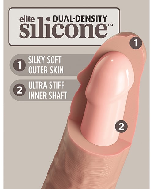 Pipedream - King Cock Elite Dual-Density Silicone Suction Dildo (Beige) - Beige / 17.8 cm
