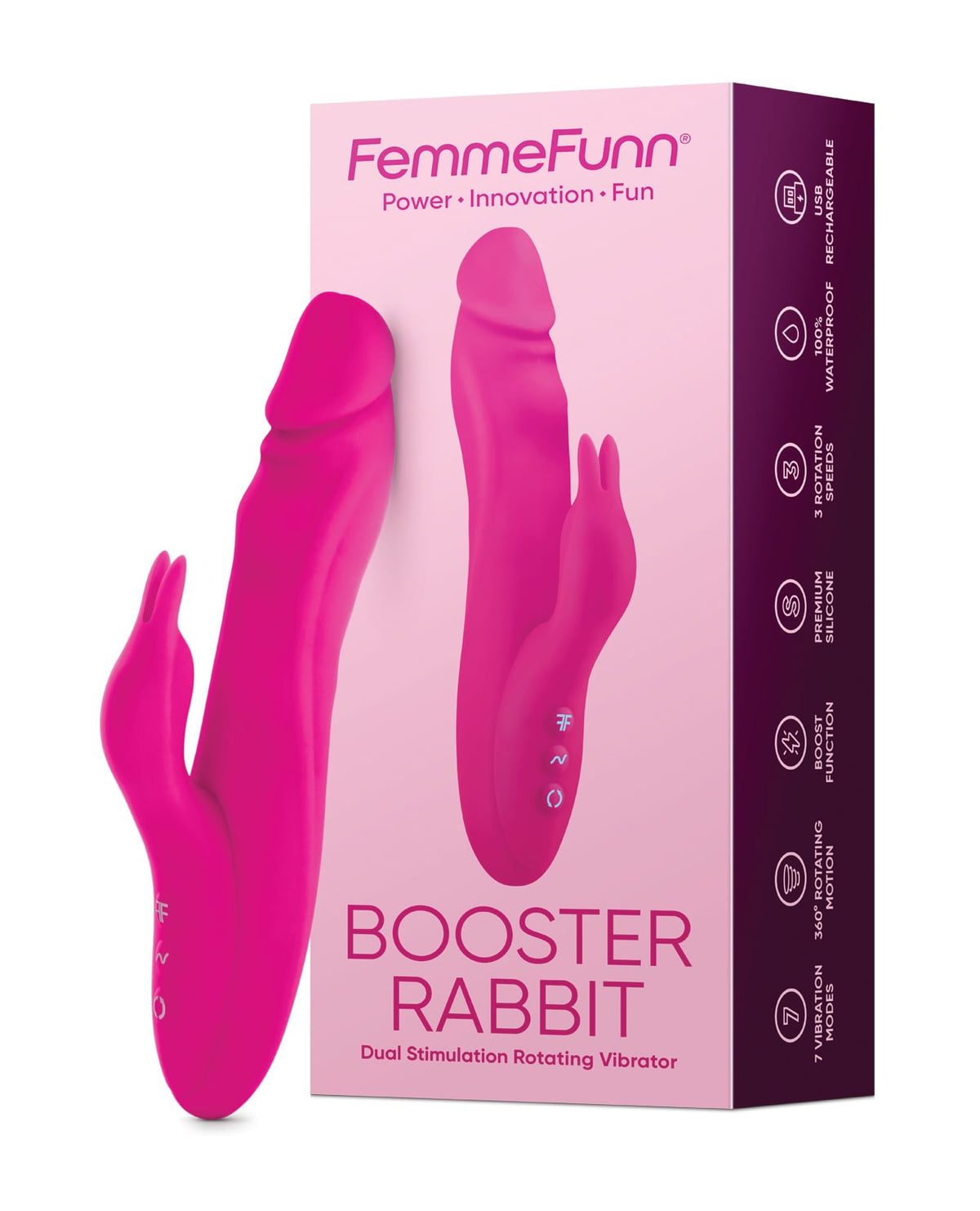Femme Funn - Booster Rechargeable Rabbit Vibrator (Pink) - Pink