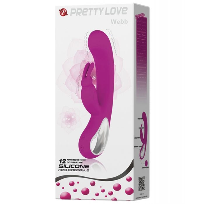 Pretty Love - Webb Bunny Ears Rabbit Vibrator with Handle (Pink) - Pink