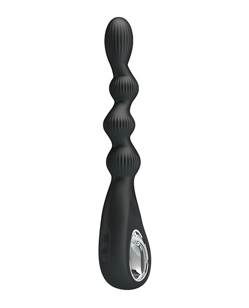 Pretty Love - Federer Rechargeable Beaded Anal Vibrator (Black) - Black