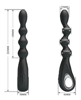 Pretty Love - Federer Rechargeable Beaded Anal Vibrator (Black) - Black